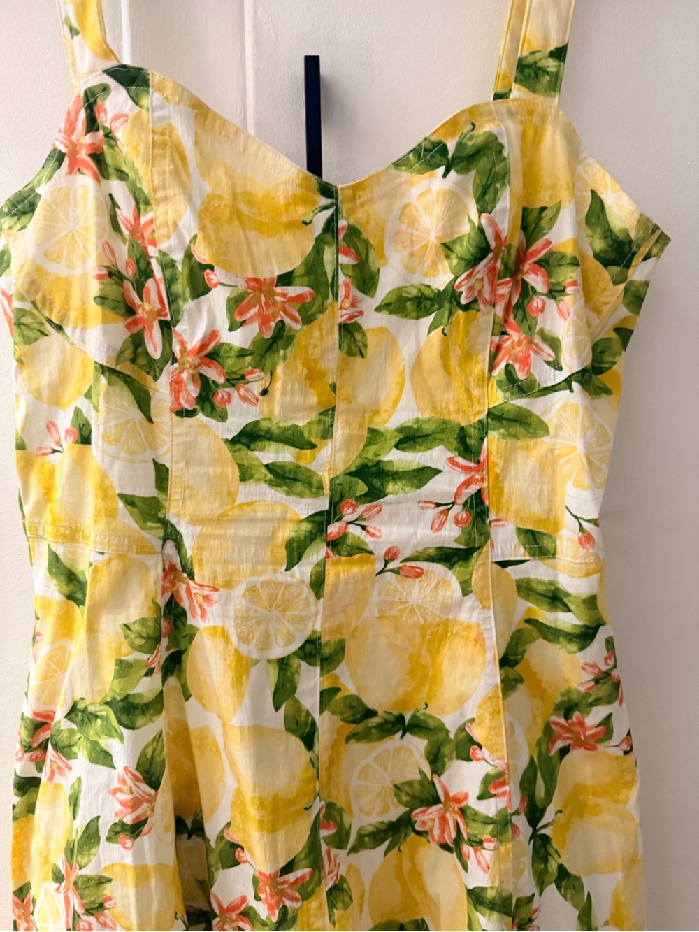 Avec Les Filles Yellow Lemon Print Mini Dress with Green Leaf Accents - Picture 2 of 5
